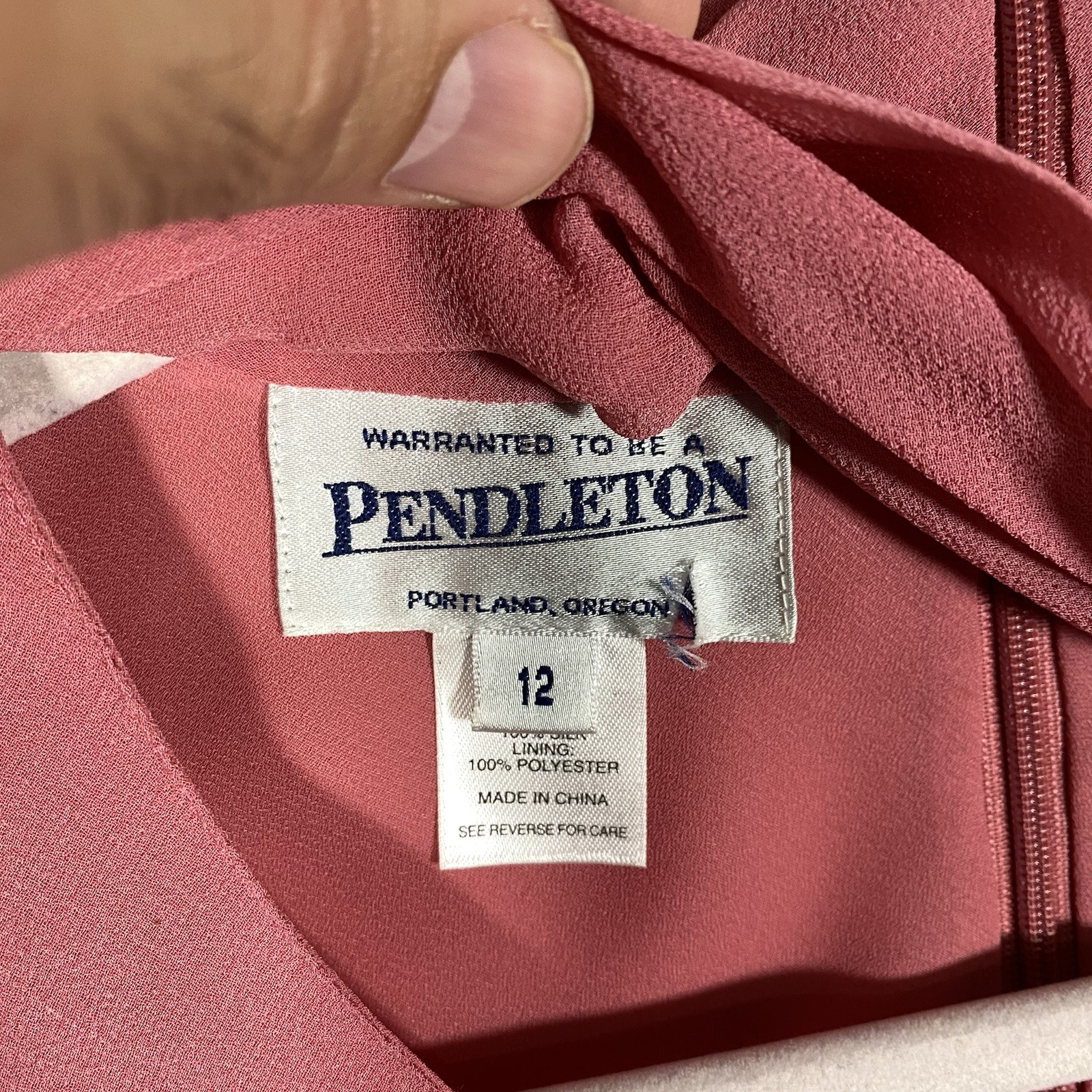 Vintage Pendleton 100% Silk Pussy Bow Blouse Mauve Pink Sheer Office Siren Sz 12