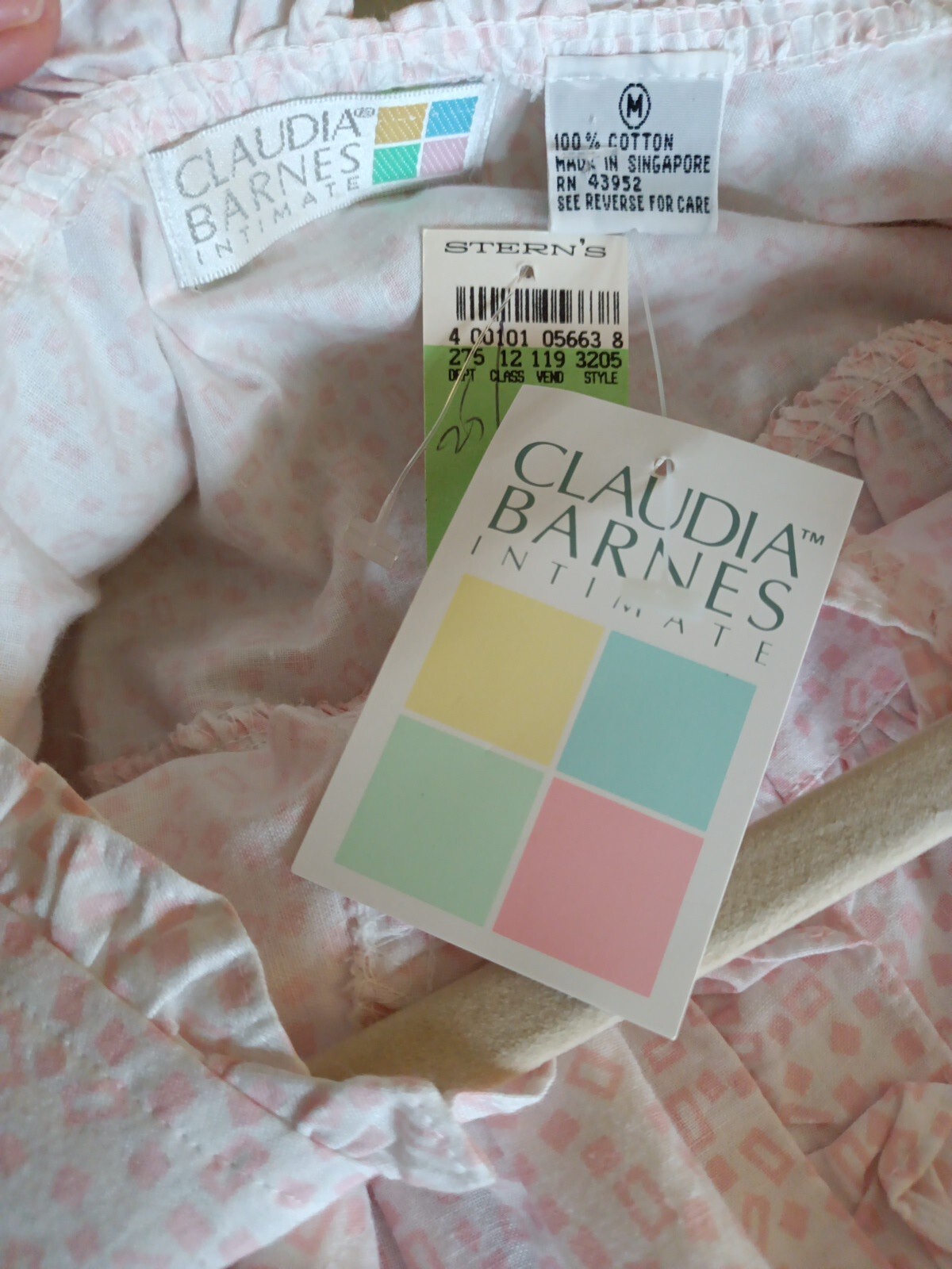 VTG 80s Claudia Barnes Intimate Long Cotton Night Gown Ruffle Hem Sz M, New Tags