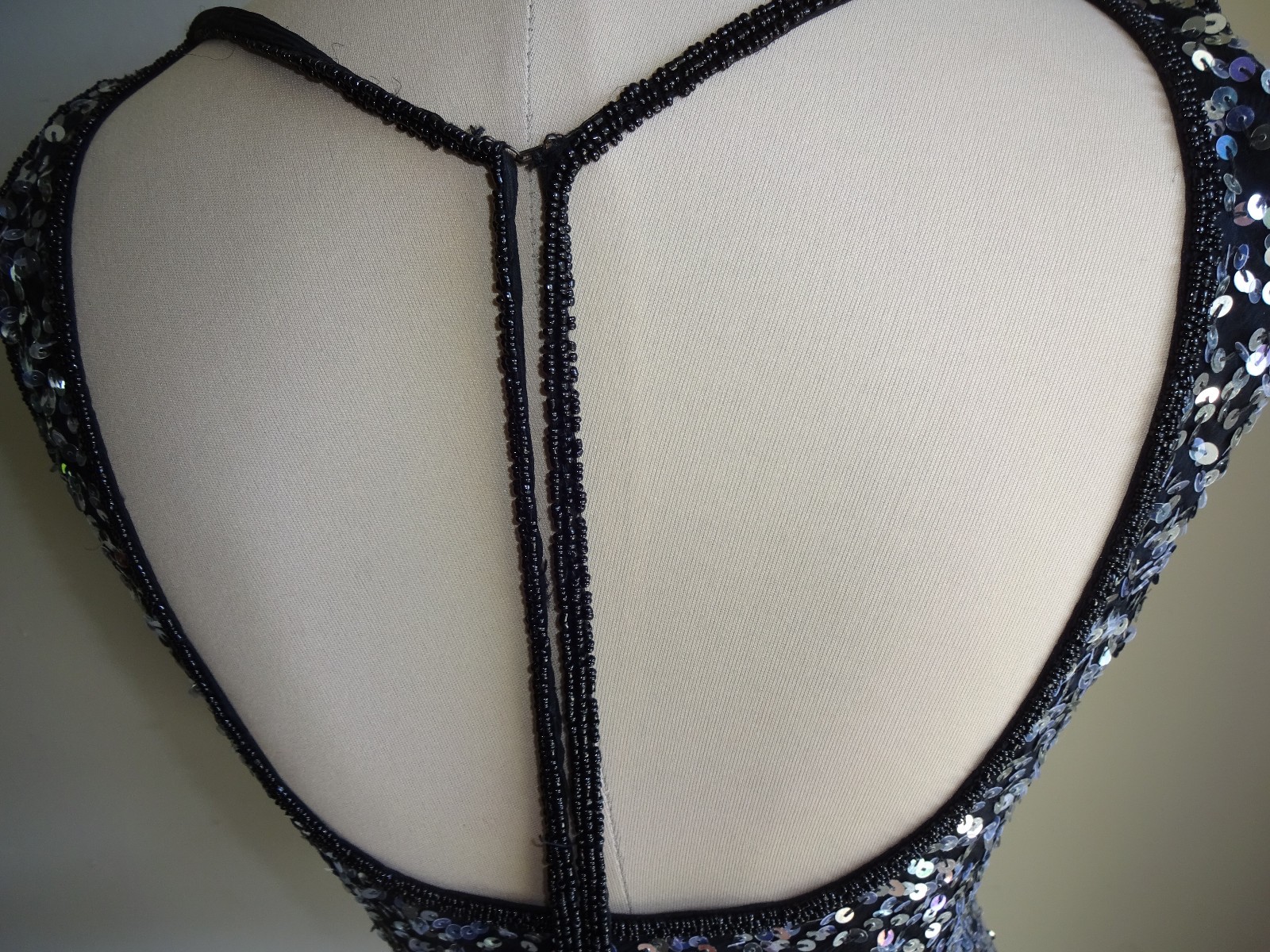Womens Vintage 1980s 1990s Stenay Black Beaded Sequin Silk Tank Top Shirt M