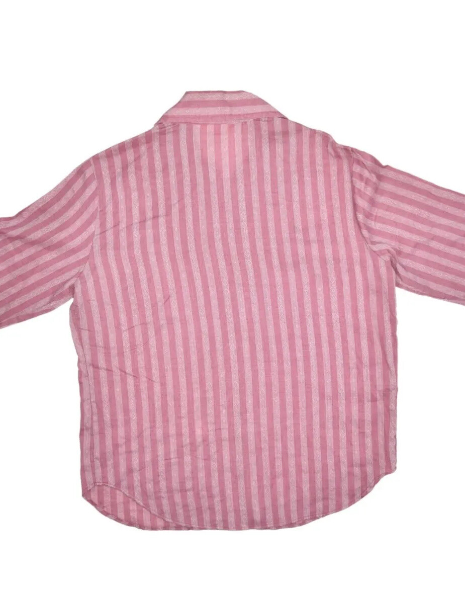 Vintage Loop Collar Shirt Womens L 36 Purple Striped Western Jeanie Blue Bell