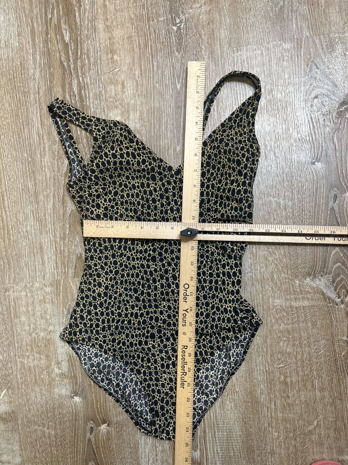 Gottex Swimsuit Women 8 Gold Black Print One Piece Vintage EUC V Neck