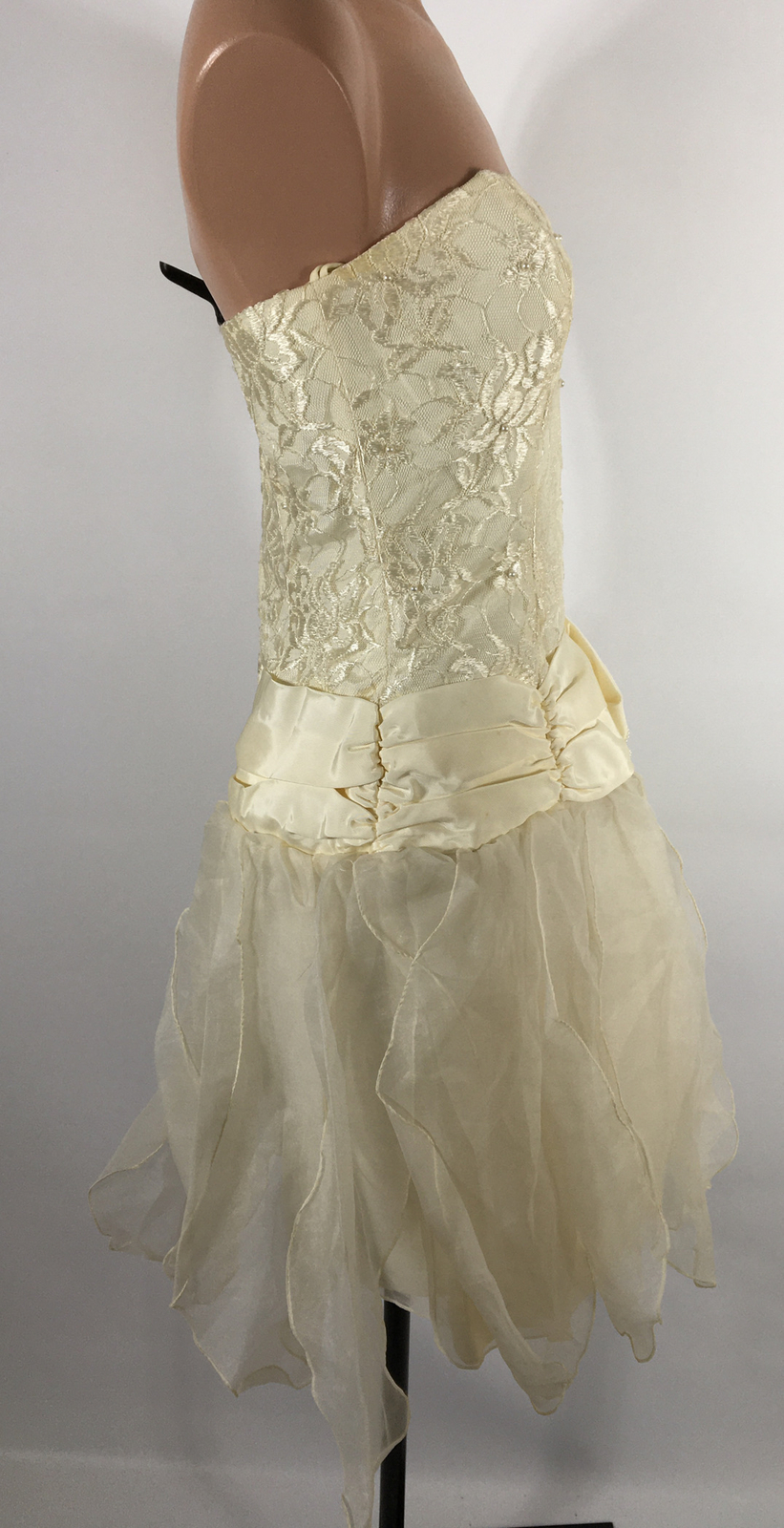 1970 1980s Bubble Wedding Formal Dress Nancy Bracoloni Party Prom Ivory Lace 4