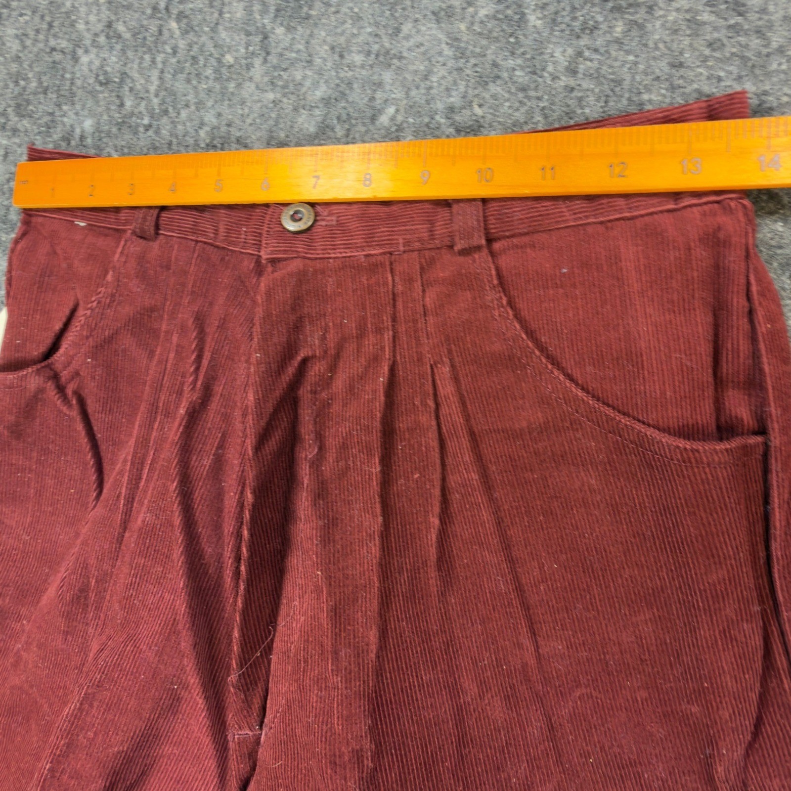 ILGWU Vintage 80s Baggy Pants Women Small Burgundy Cotton Corduroy NWT Deadstock
