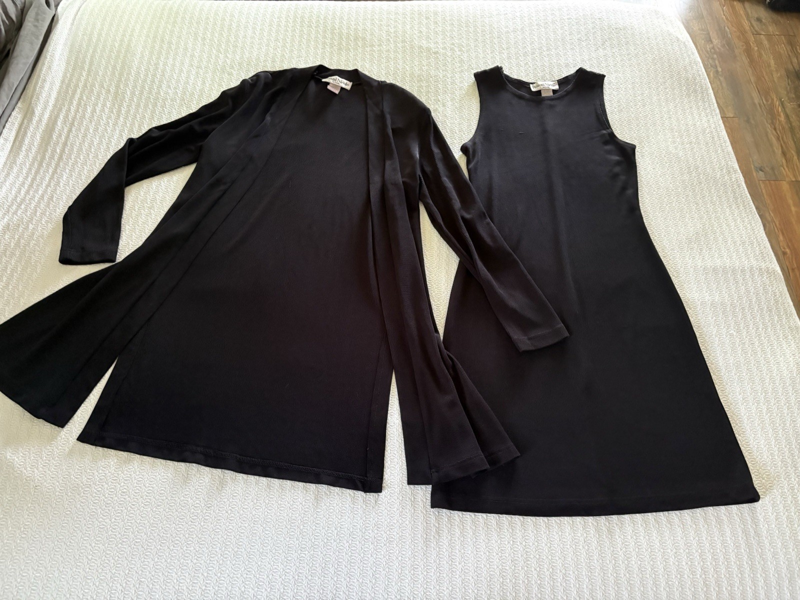 Vintage 90s Minimalist Knit 2 Piece Set Dress & Cardigan Jacket Basic Elegant 6