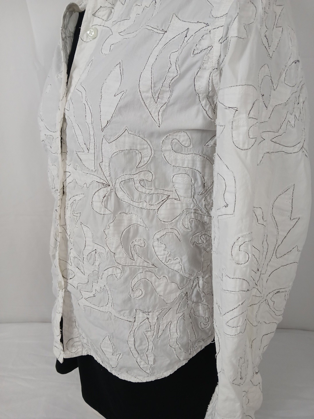 Vintage 90’s Chicos Design Shirt Womens Sz Small White Soutache Embroidered