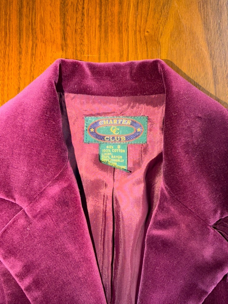 Vintage Charter Club Purple Cotton Velvet Blazer – Size 8