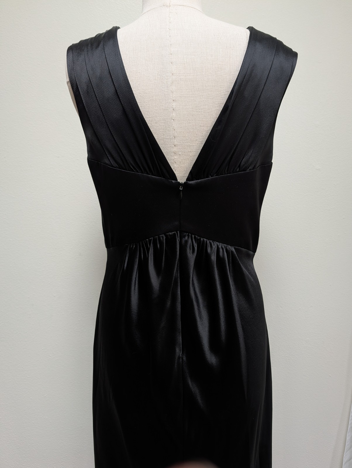 A.B.S. Allen Schwartz Size 12 Black Satin Evening Gown Maxi Dress Y2K Formal