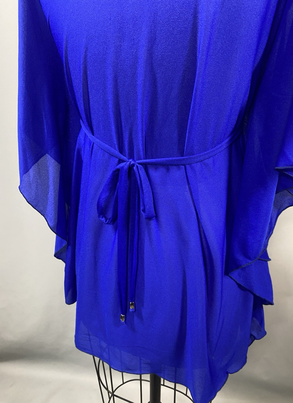 Vintage Top SIZE LARGE blue beach swim cover-up 70s Y2K 90s classic plunge sexy