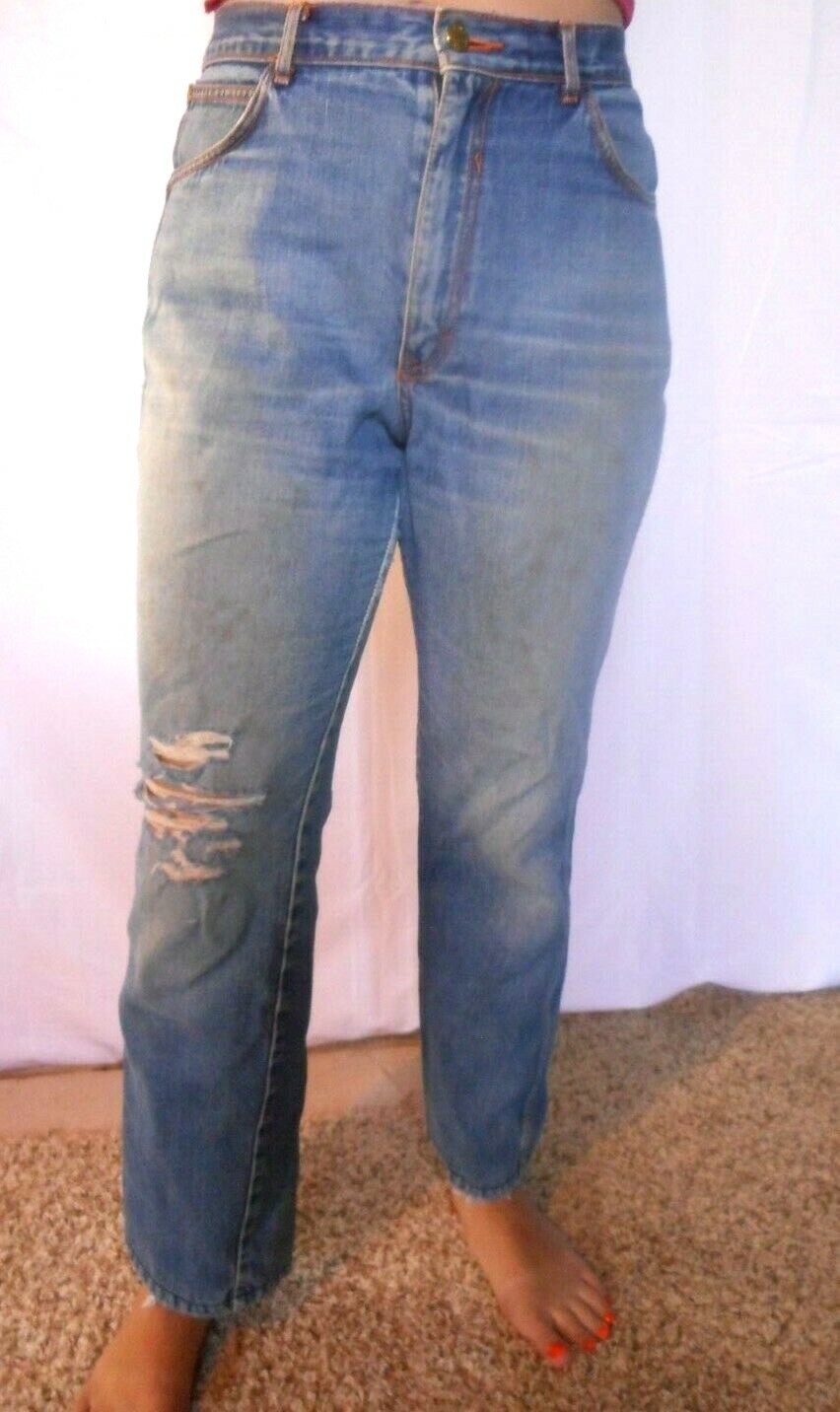 Gitano Vintage 1980’s Womens Jeans 13/14 Meas sz 30×29 Grunge VERY Worn Ripped