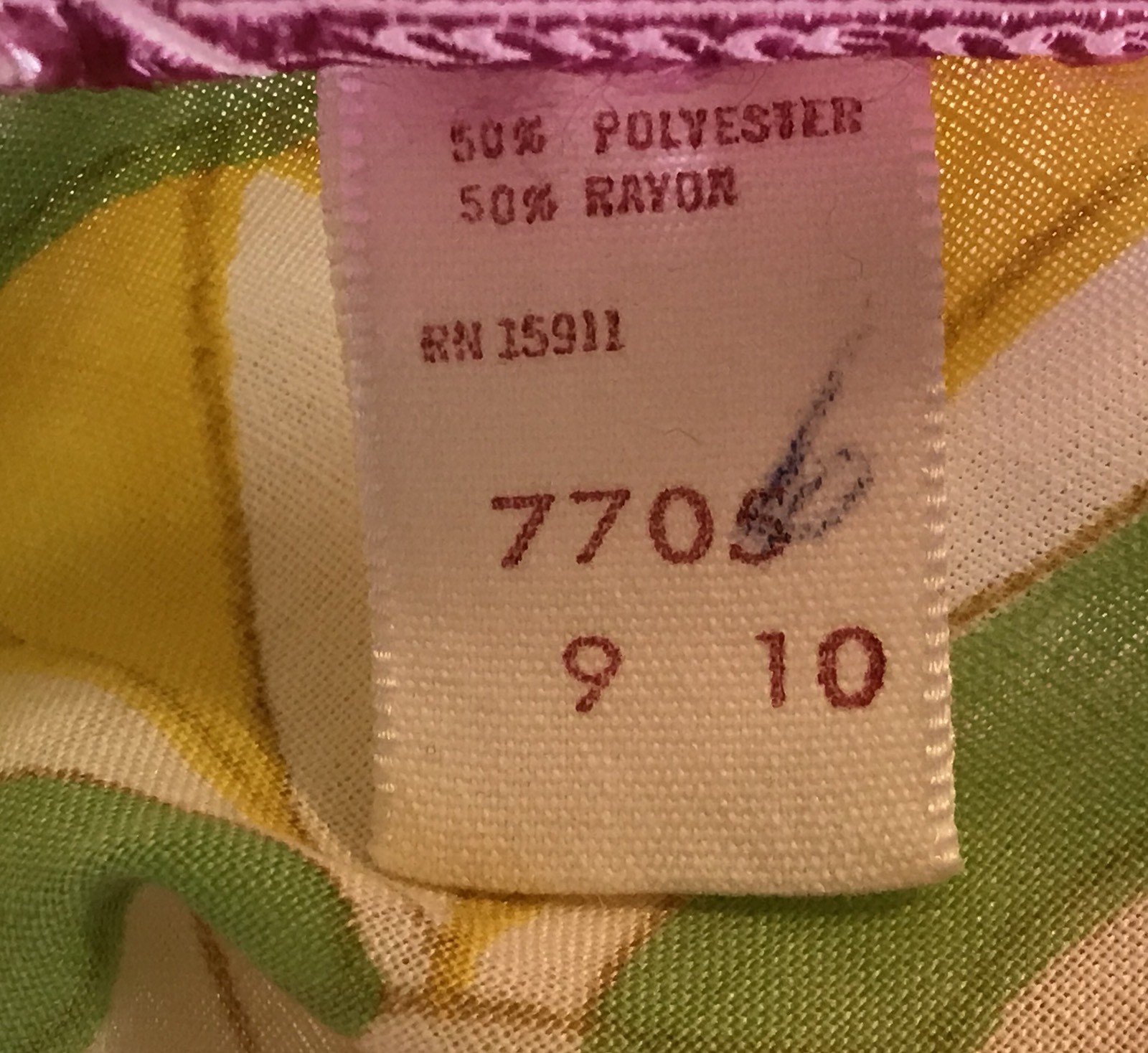 Paulette Chicago 60s Retro Pink Yellow Green White Full Length Dress Size 9-10