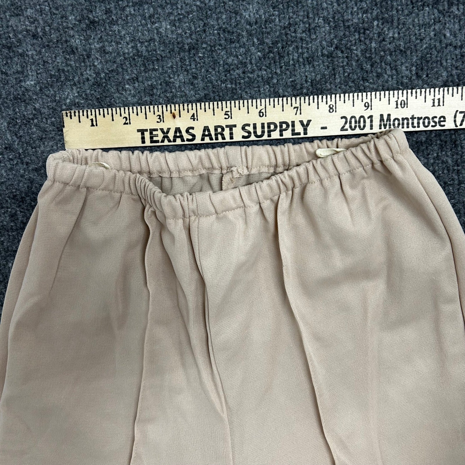 Vintage Dress Pants Womens Size 9/10 Beige Wide Leg Elastic Waist Crease Casual