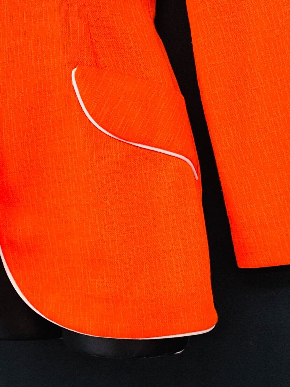 Vintage 1970s red orange jacket, white deadstock NOS Jantzen blazer S