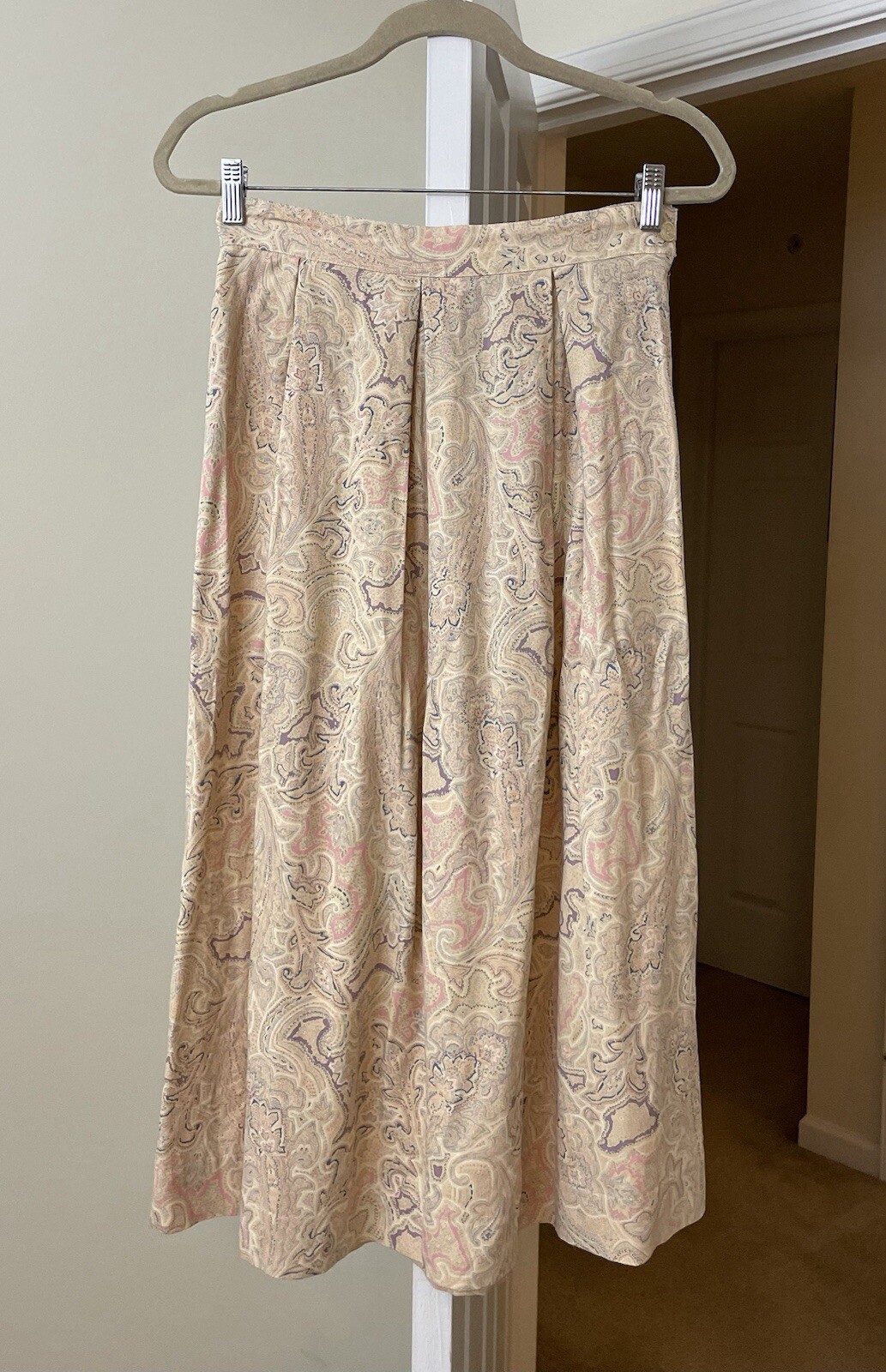 The Villager Skirt Beige Paisley Floral Prairie Cottagecore Women’s 12 Large
