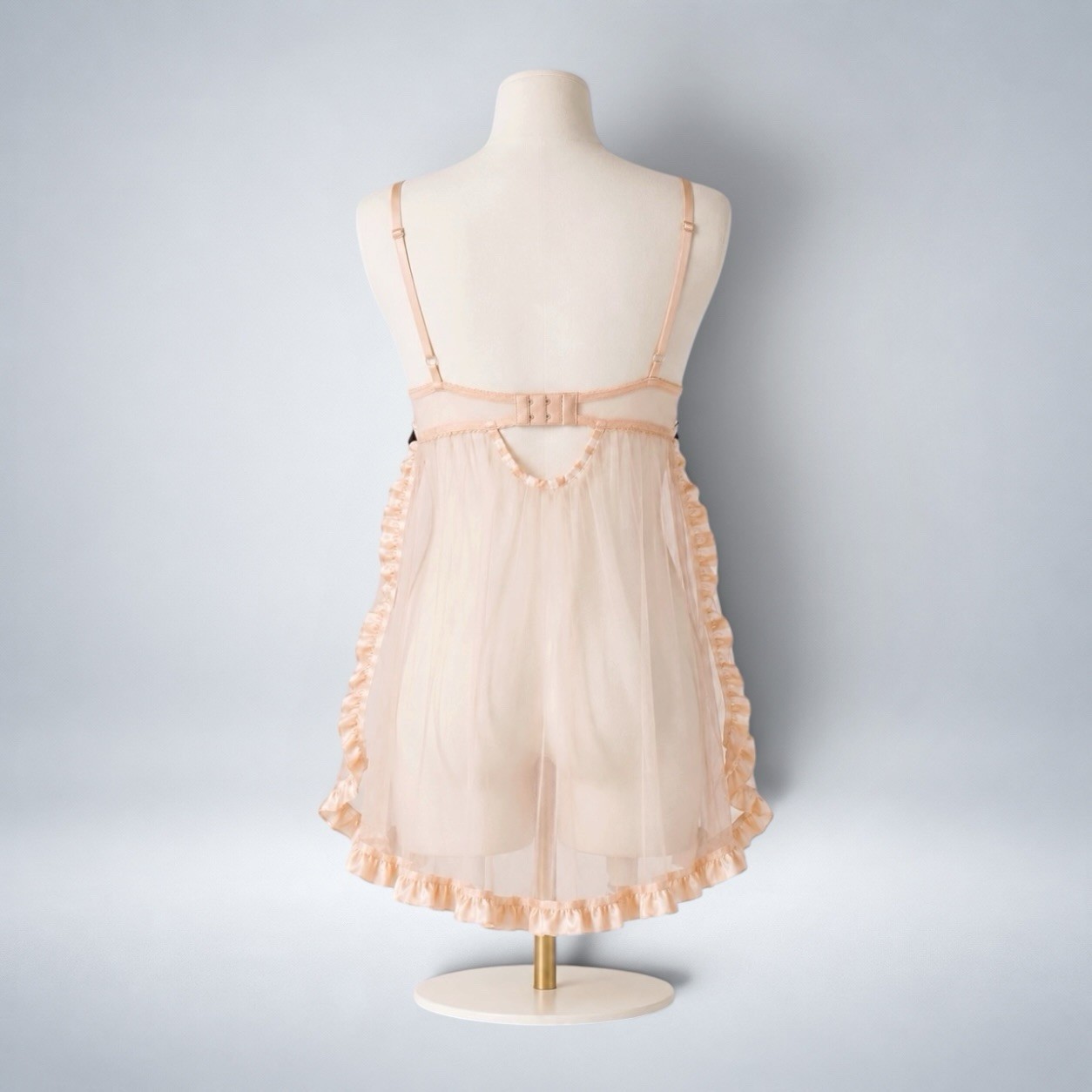 Victoria’s Secret Sheer Pink Babydoll Sequins Coquette Sexy Chemise Slip 34B