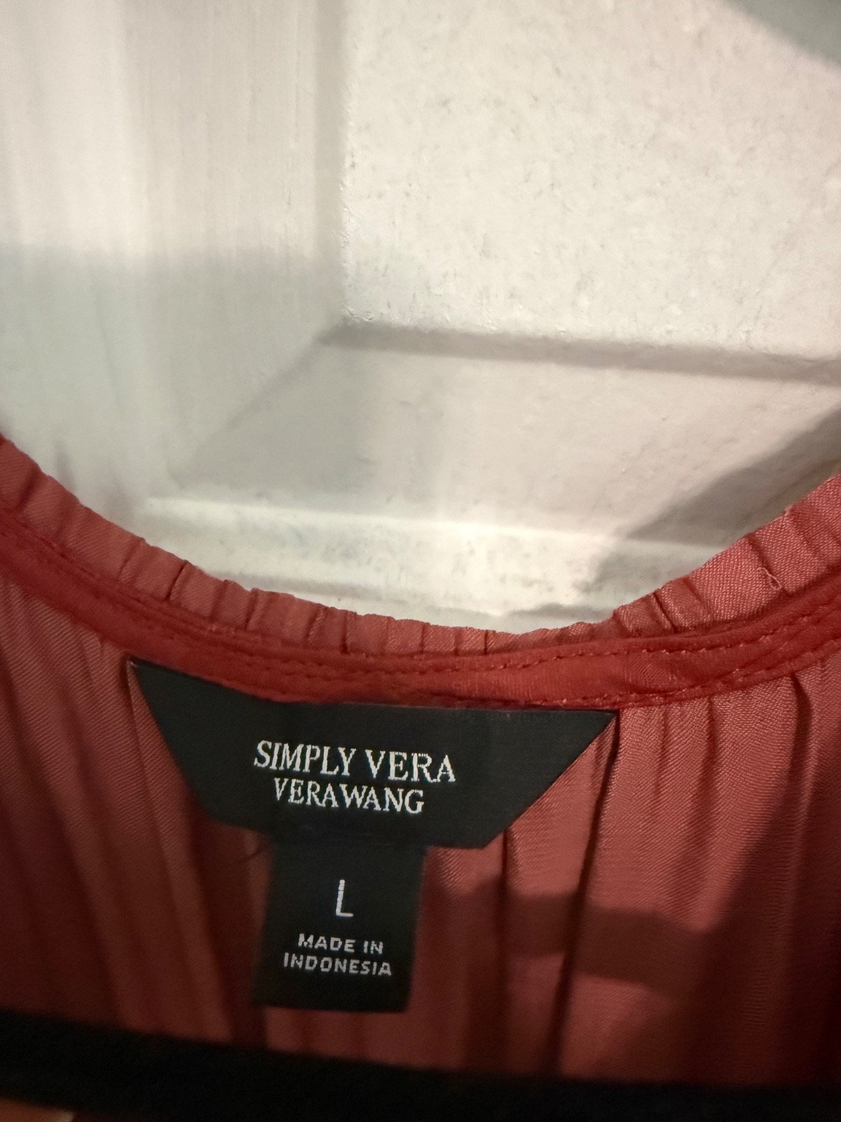 NWT Vera wang Large V-Neck Pleated Waist Dress balloon long sleeve mocked