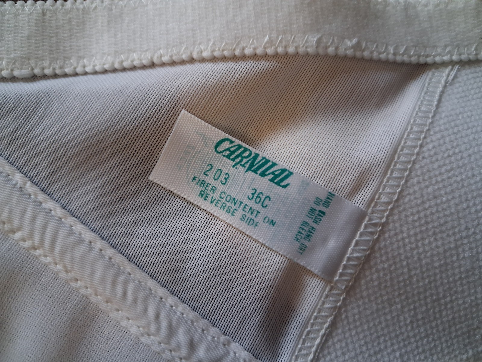 Vintage Carnival Bra 36C White Longline Bustier Nylon Pinup Sissy Union Label