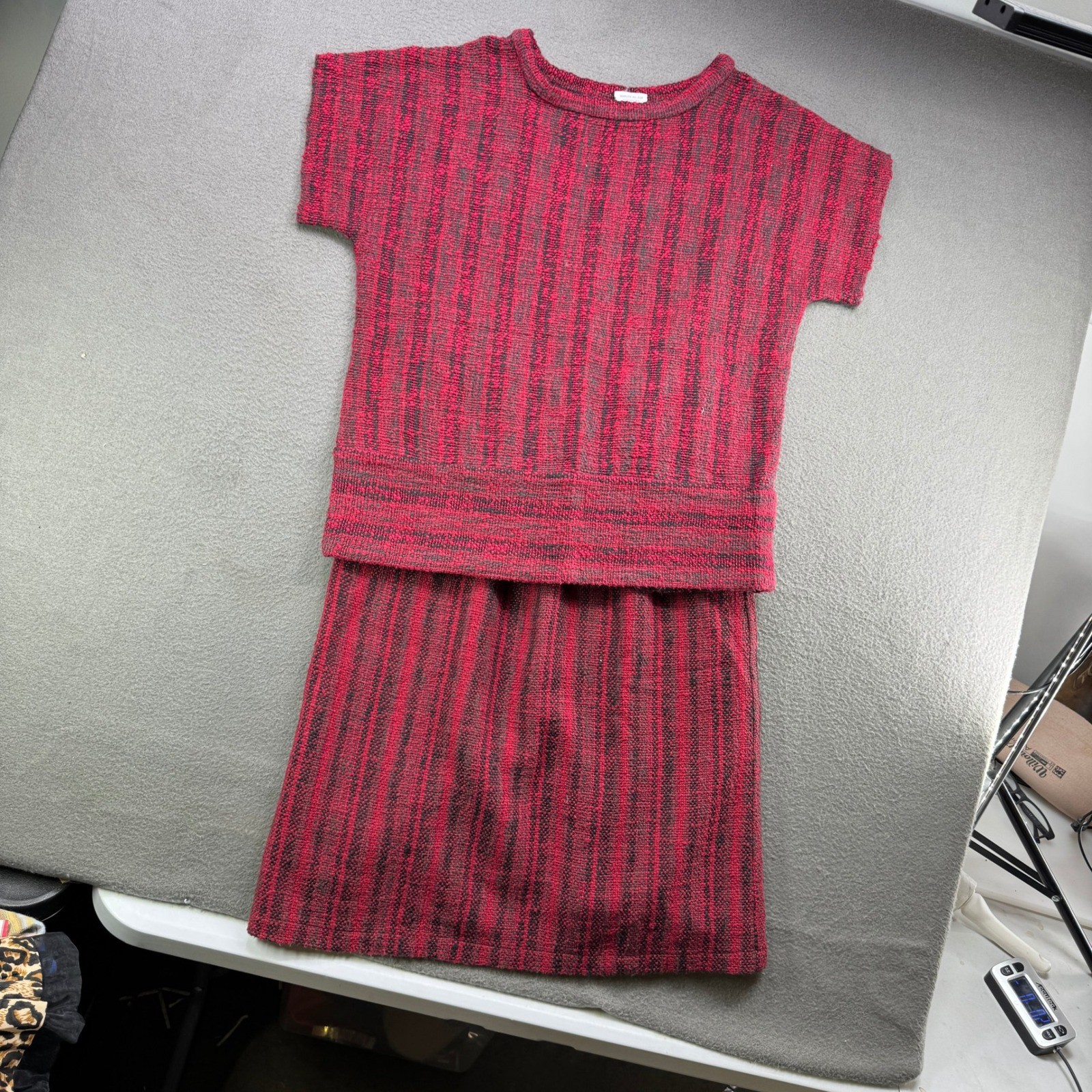 Vintage Marilyn Nelson Dress Set Women M Handwoven Artisan Knit Skirt Top Two
