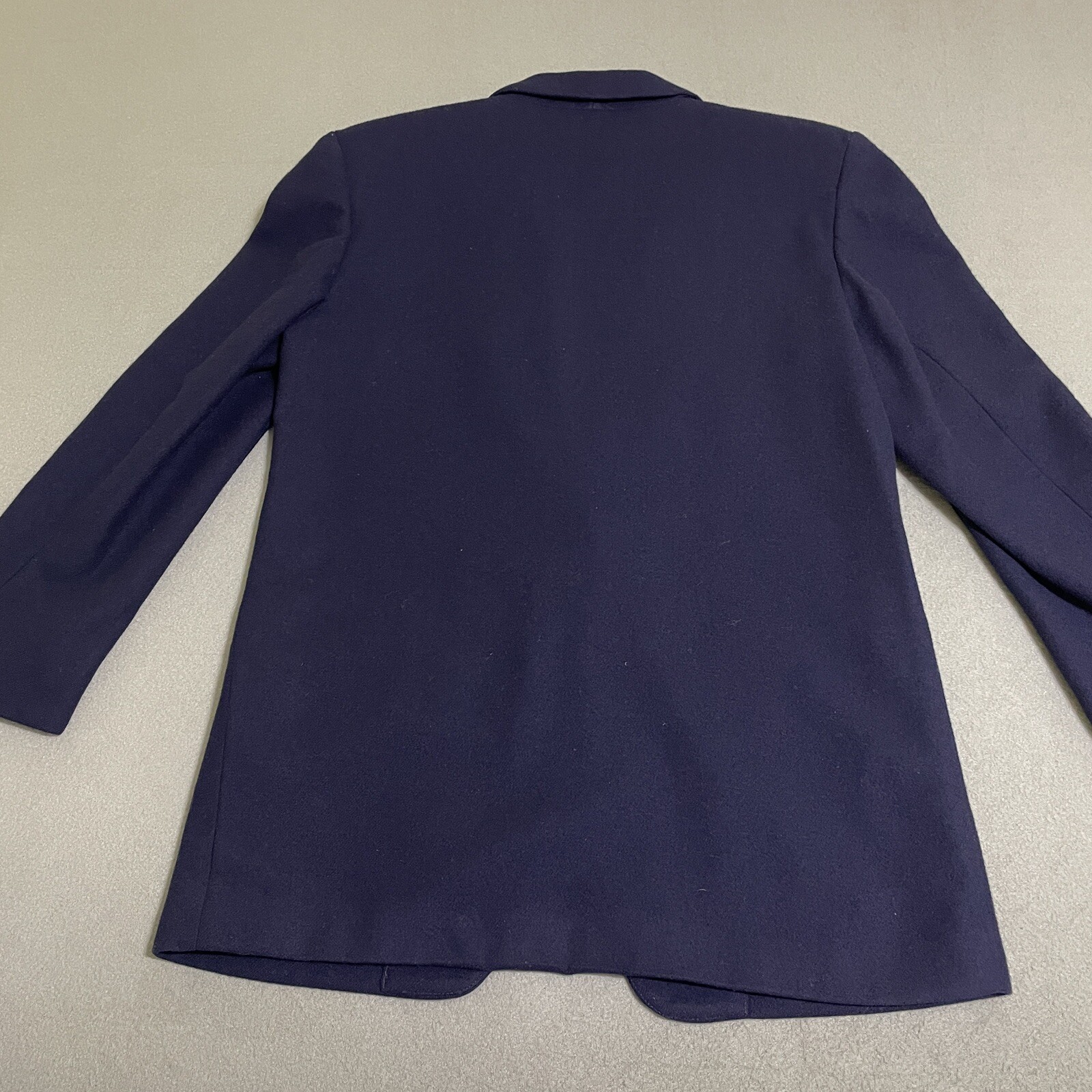 Vtg Womens WOOL BLAZER JACKET Gold Accent Buttons Preppy 90s Academic Navy Sz 8