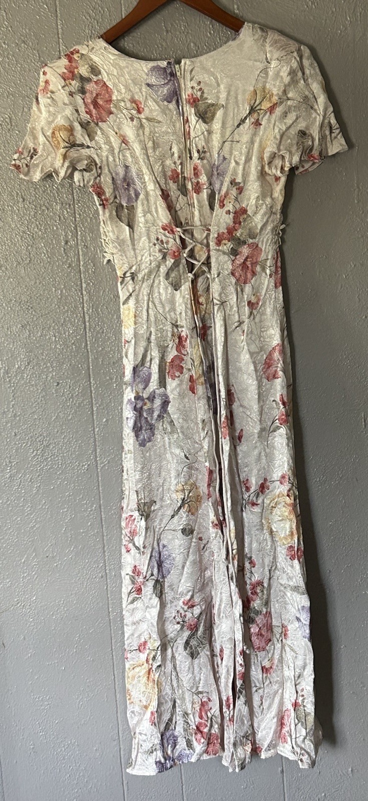 Vintage Jody California Floral Dress Size 5 Cottagecore Romantic Lace Eyelet