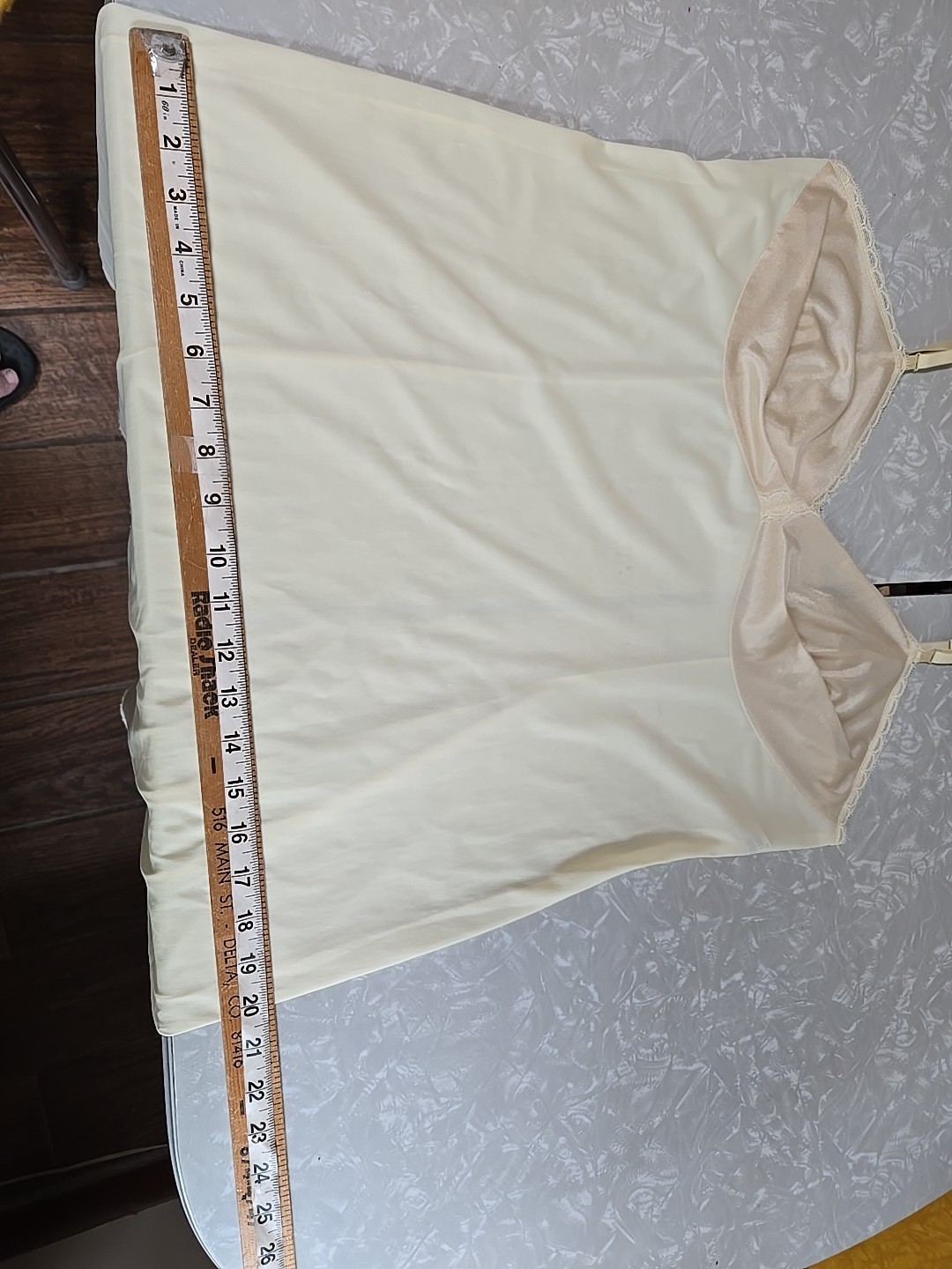 VTG Vanity Fair Cream Lightweight Dacron Polyester Lace Slip Long Dress Sz 40 L