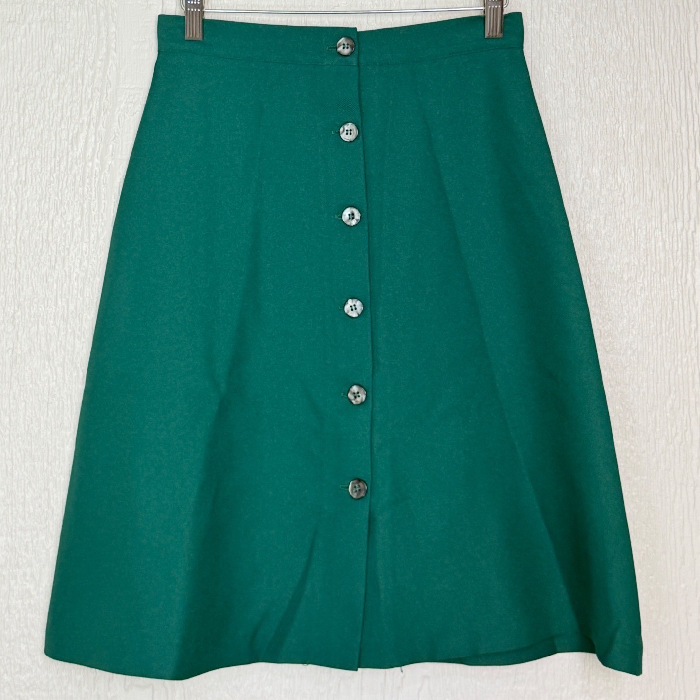 Pandora Vintage Green Button Front A-Line Midi Skirt Emerald Size 12 Womens