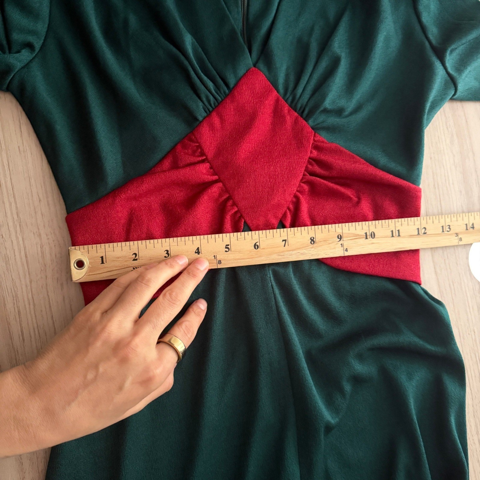 Malibu Media Vintage Long Sleeve Midi Dress Green Red Small Good