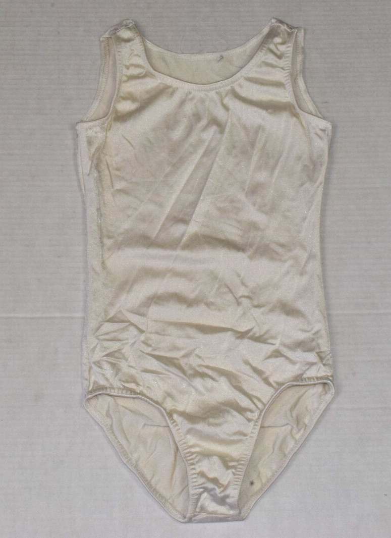 Vintage Leotard Costume Gallery Size XS 80s Shimmery White Stretch Made USA