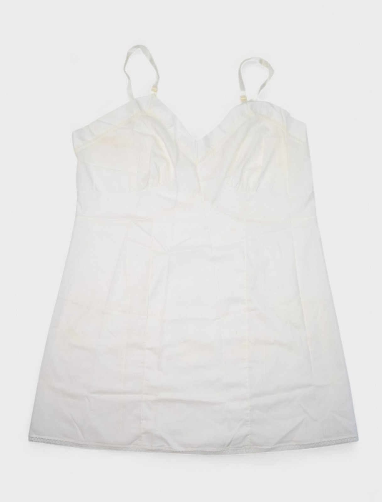 Vintage Figurfit Dress Womens 48 White Lace Spaghetti Strap Camisole Slip