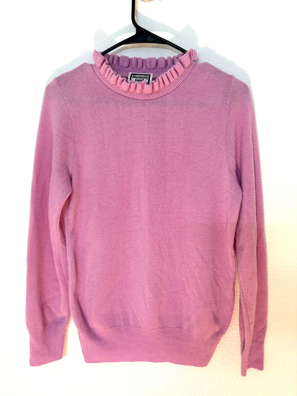 Vintage Keneth Too Pink Sweater with Ruffled Collar – S/M