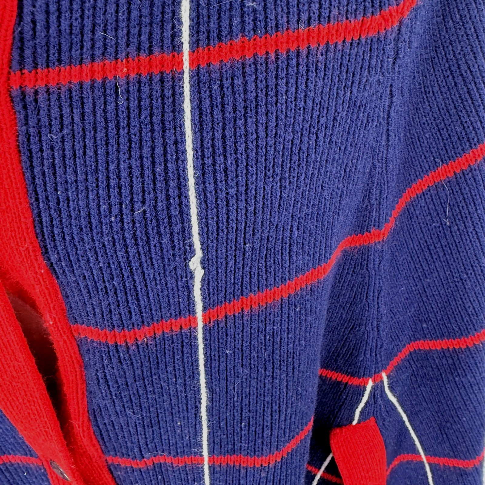 Vintage Glentex Navy Blue Red Plaid Button Front Cape Poncho Sweater One Size