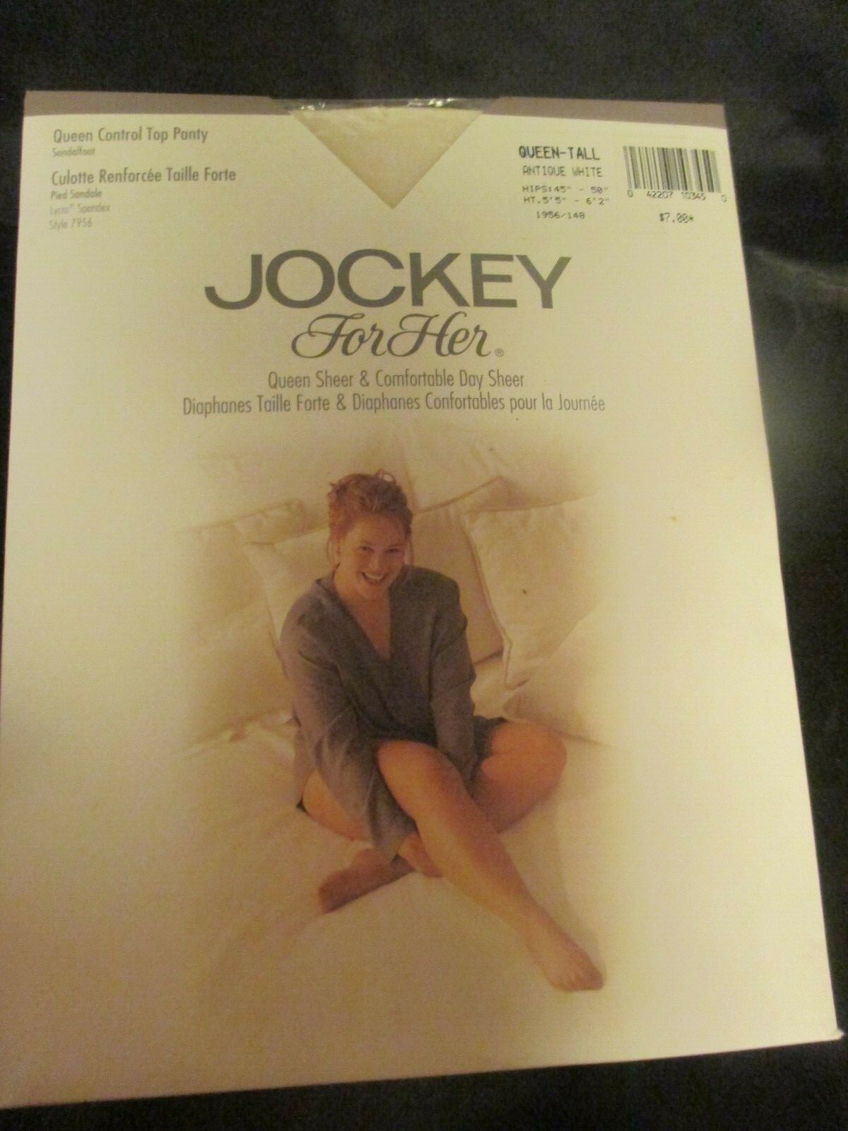 JOCKEY Vintage ANTIQUE WHITE Nylon Control Top PANTYHOSE – 1990’s – QUEEN-TALL