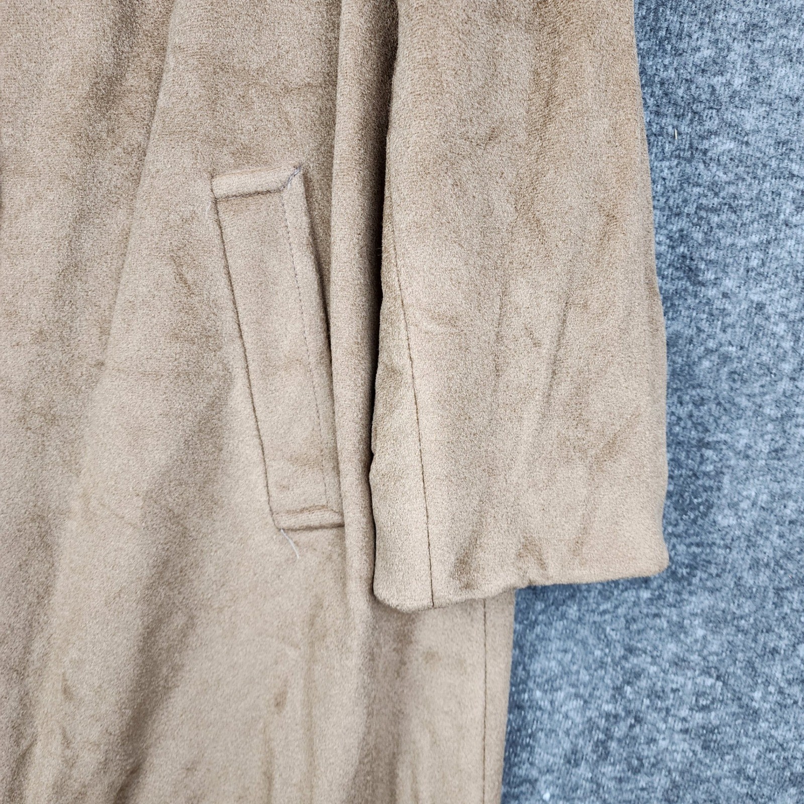 Cordana Wellington Long Coat Womens L Tan Vintage USA Union Made Faux Suede
