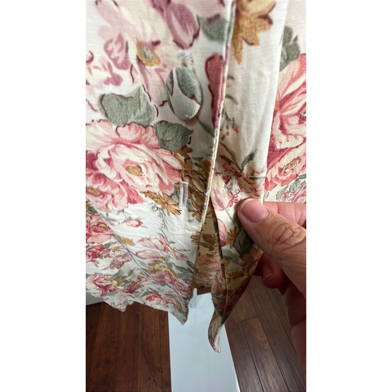 Dawn Joy Fashions Floral Midi Dress Cottagecore Boho Romantic Pink Cream Small
