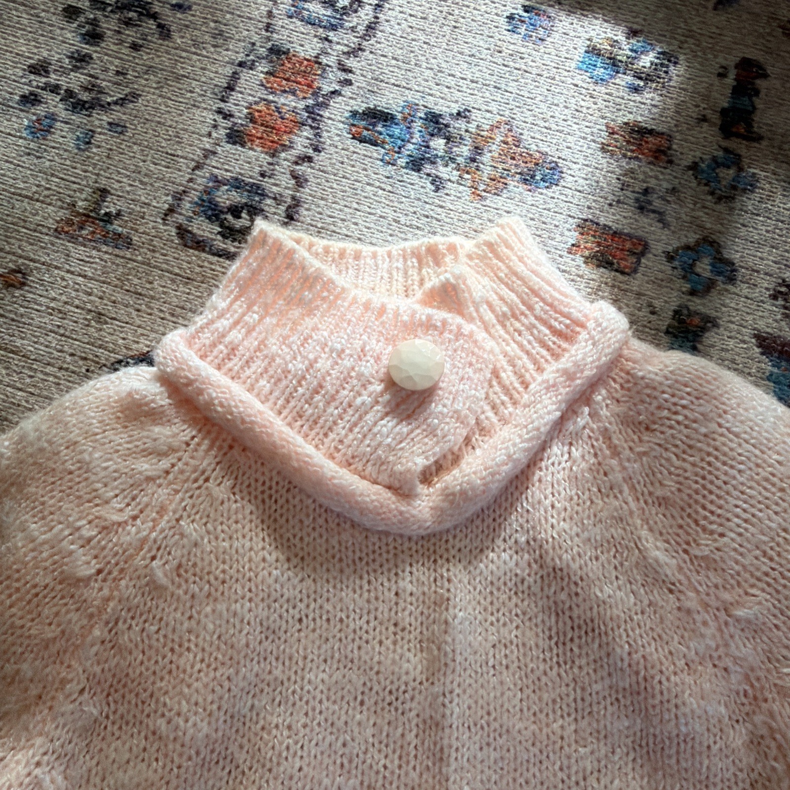 Vintage Spice Of Life Sweater Women’s Small Knit 80s Pullover Retro Peach