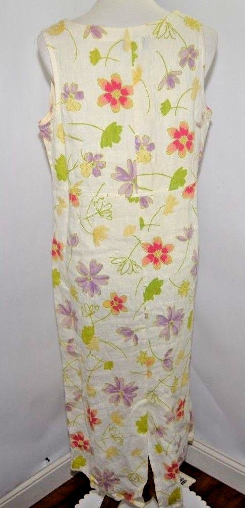 VTG 80’s REAL Comfort Cream Ivory Beige Floral Pattern Dress USA Made Womens 12