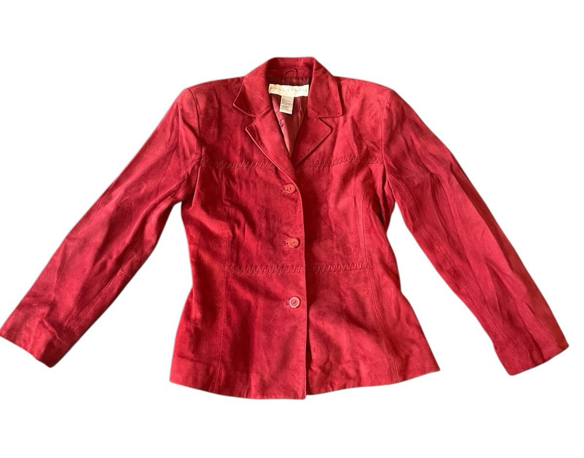 Vintage Doncaster Leather Suede Red Womens Jacket Size 6 Blazer READ Y2K