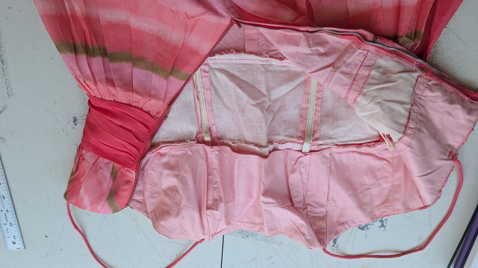 1950s Prom Dress Bright Colors Watermelon Pink Green