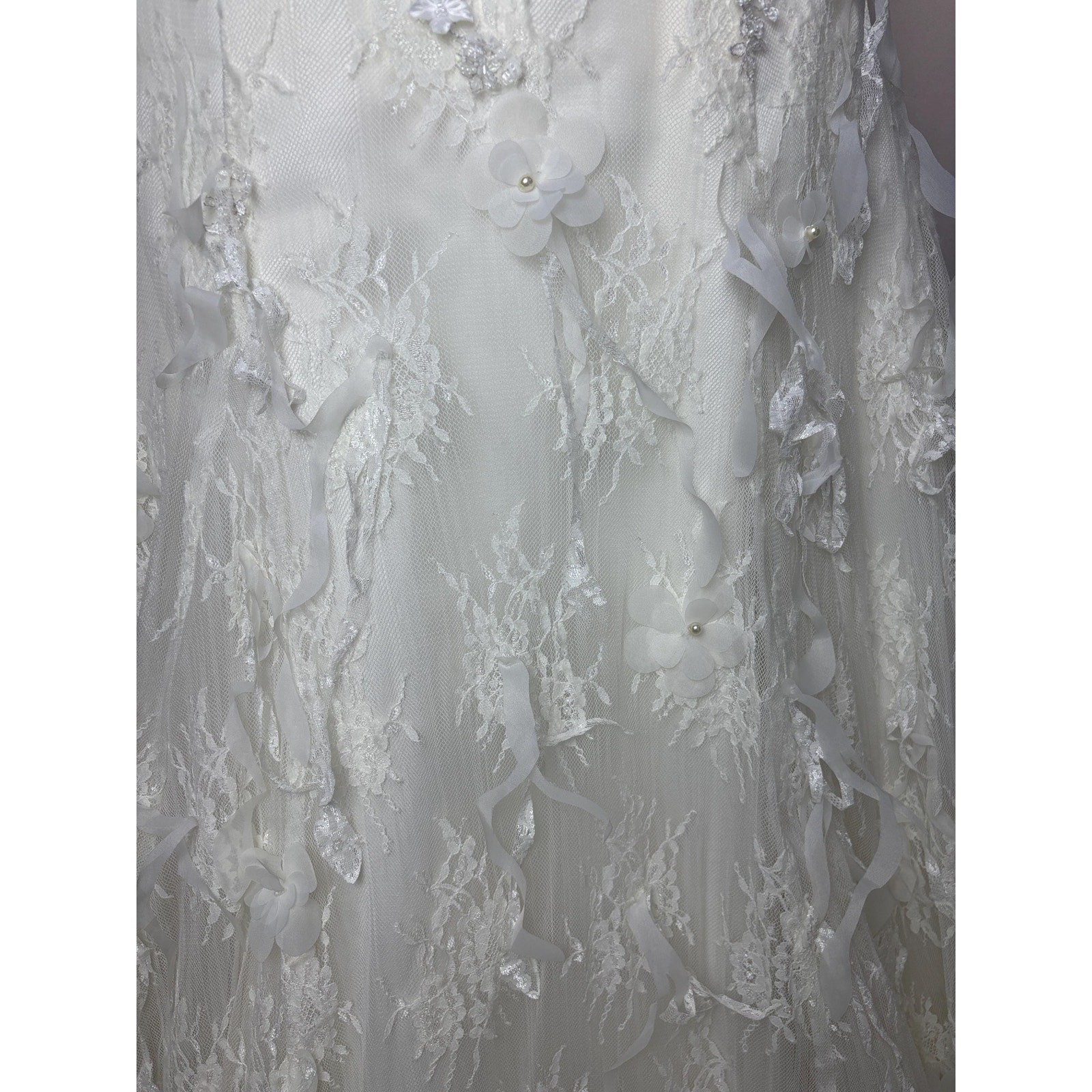 Vintage 3D Floral Wedding Bridal Dress Bride Dress Fairycore Wedding Gown