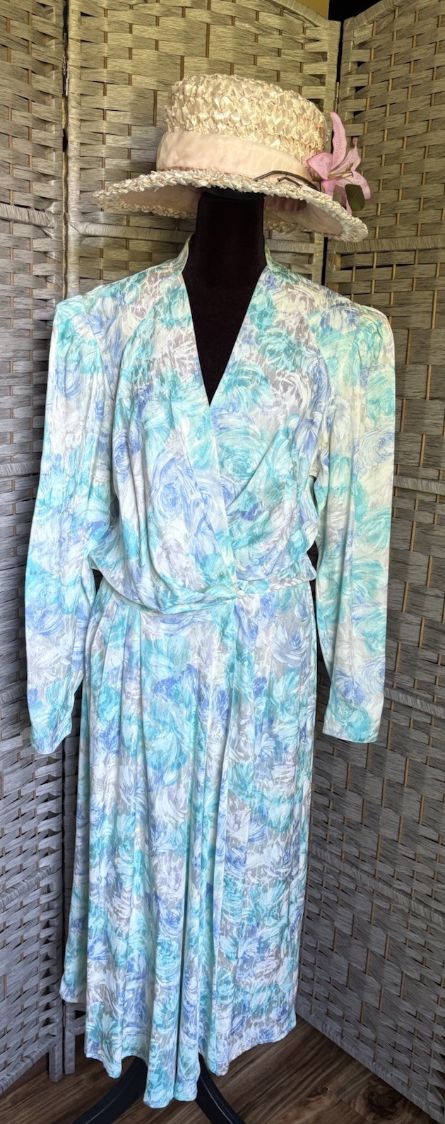 VINTAGE 70’s 80’s ARGENTI 100% SILK Floral Print Church Easter DRESS SIZE 8