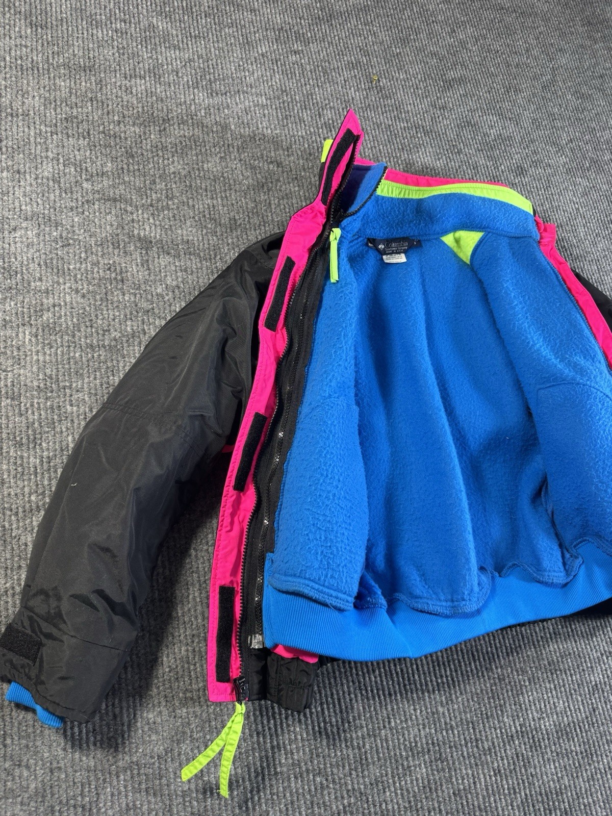 Columbia Sportswear Bugaboo Women’s Jacket S Vintage 1990s Black Pink Blue Neon