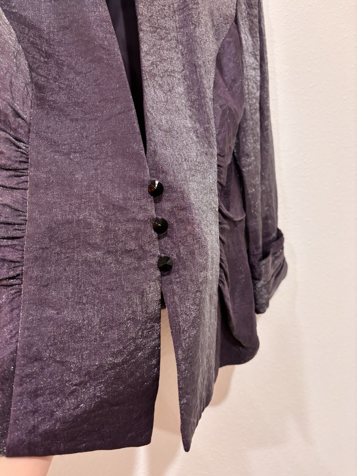 VTG 90s EXPO Purple Beaded 2pc Blazer Set S Whimsigoth Office Siren Formal