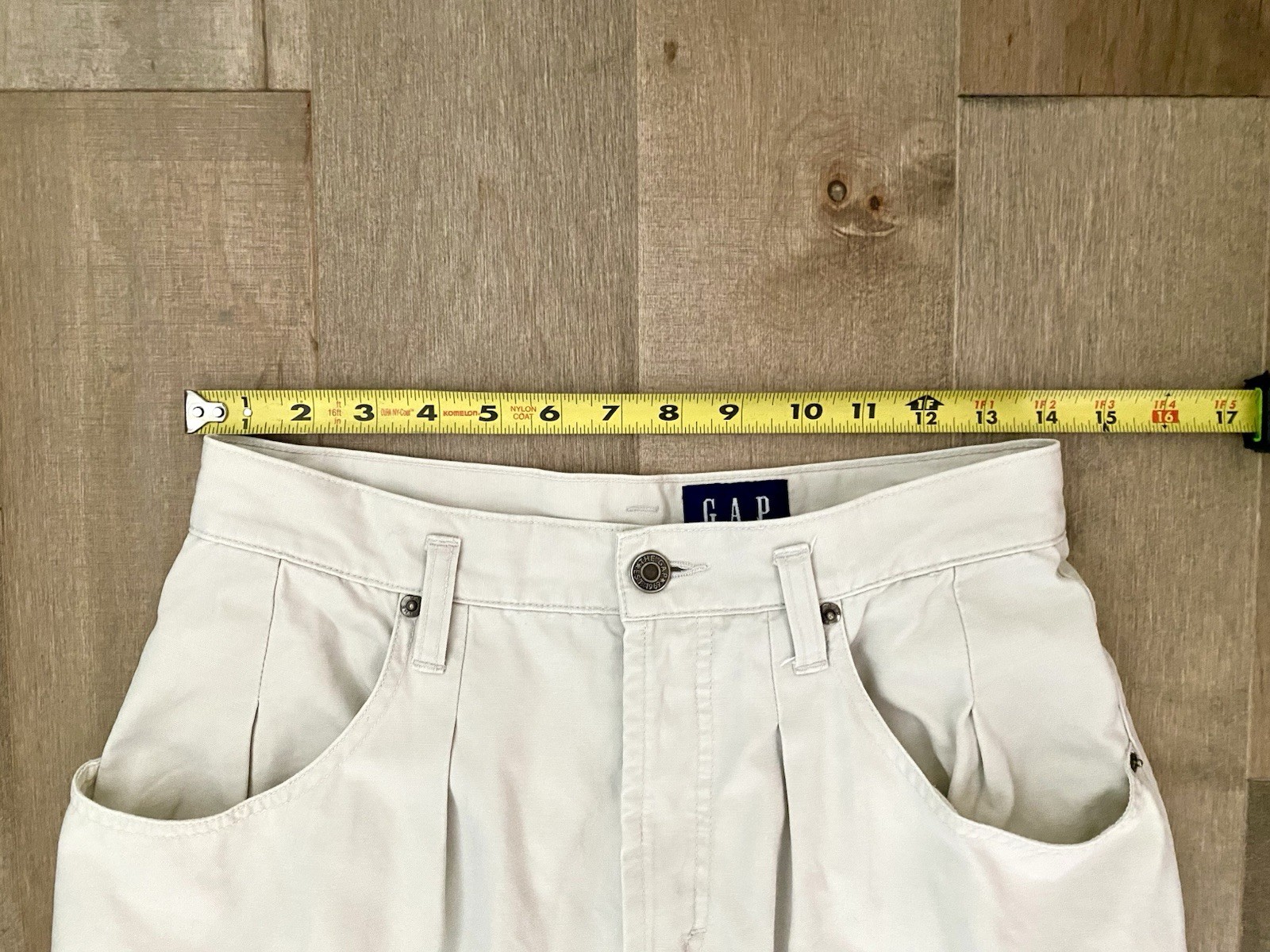 Vintage 90s Gap Chinos Womens 9/10 28×29 Tapered High Waist Mom Off White Cotton