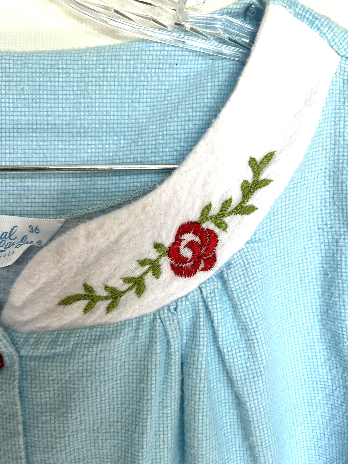 Vtg Cotton Flannel Ideal Lady Long Sleeved Nightgown Housedress Size 36 Bust 42″