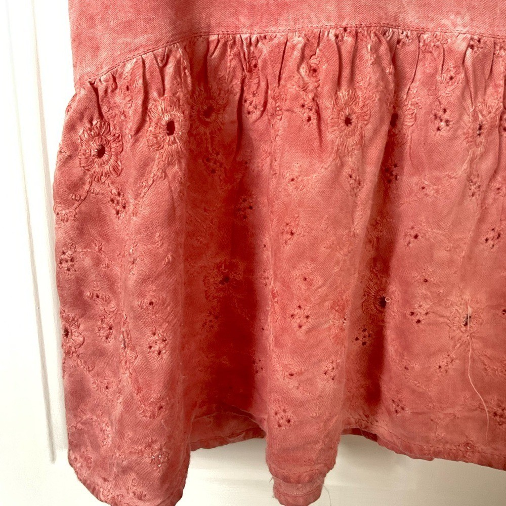 Como Vintage Eyelet Lace Ruffle Trim Top Size Large Pink