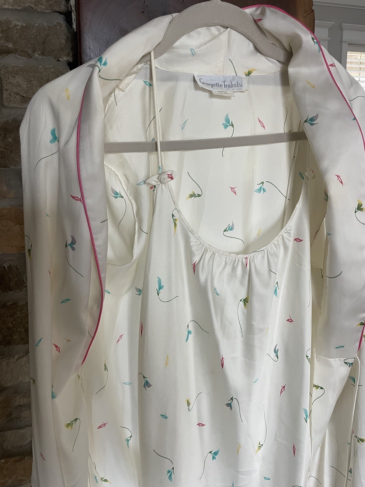 Georgette Trabolsi Womens Size M Lingerie Night Gown With Matching Robe Size S.