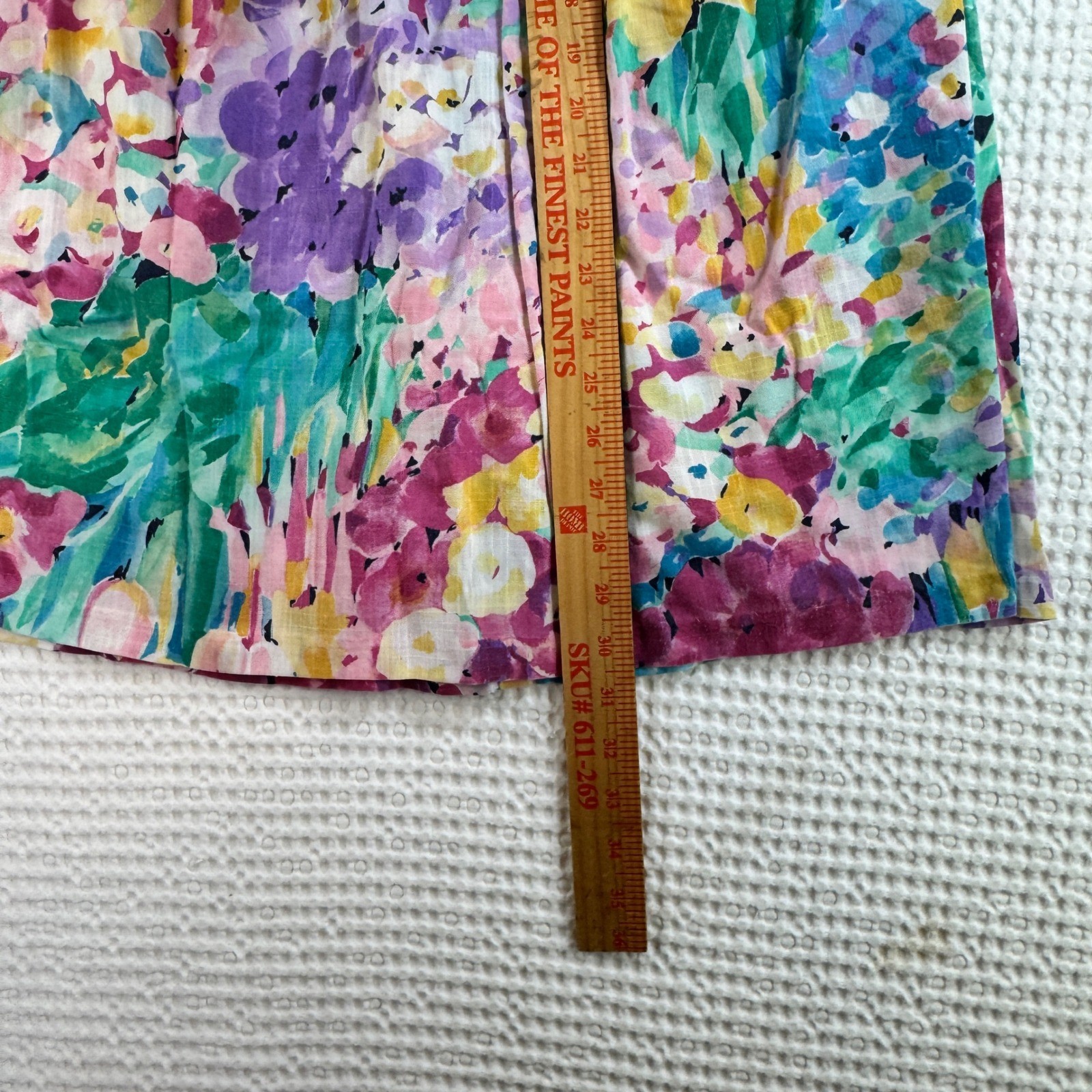 Vintage Floral Watercolor Two Piece Set Pleated Midi Skirt Short Sleeve 80s 90s