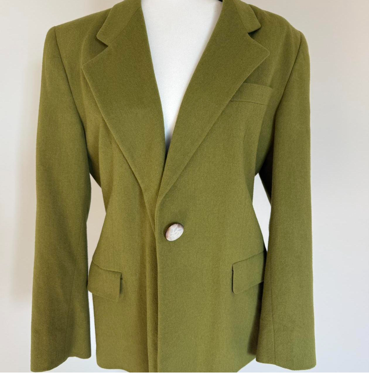 Italian Wool Blazer Green Womens Size 42 Tailored Vintage Umberto Gionocchietti