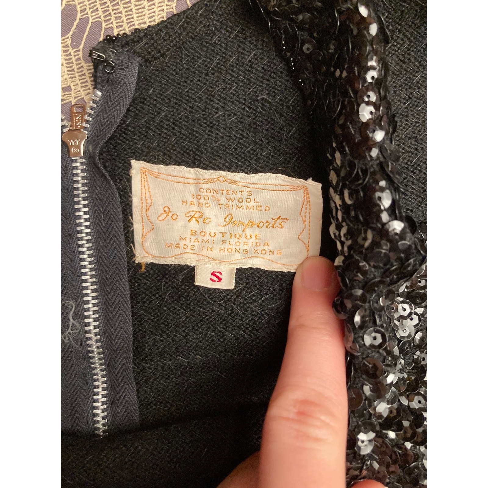 Vintage 60s Sequin Top Size Medium 1960s Retro Black Mod Cocktail Glam New Years