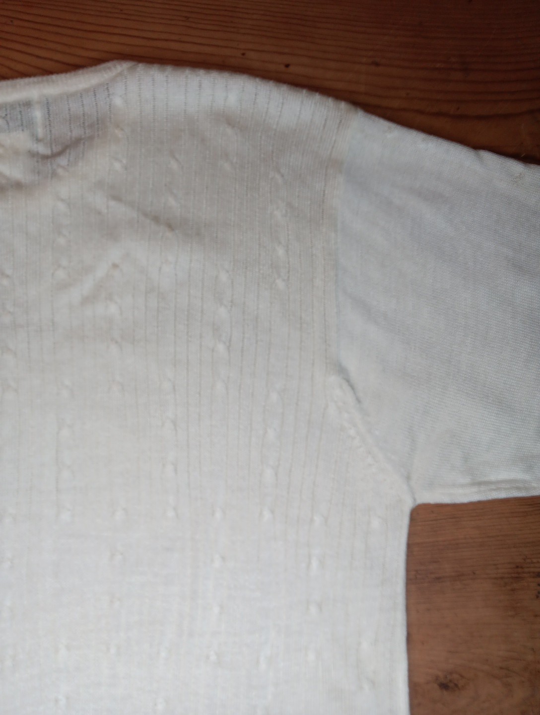 VTG Brownstone Studio NY Women M Lightweight Sweater Cream Cable Knit Semi Sheer