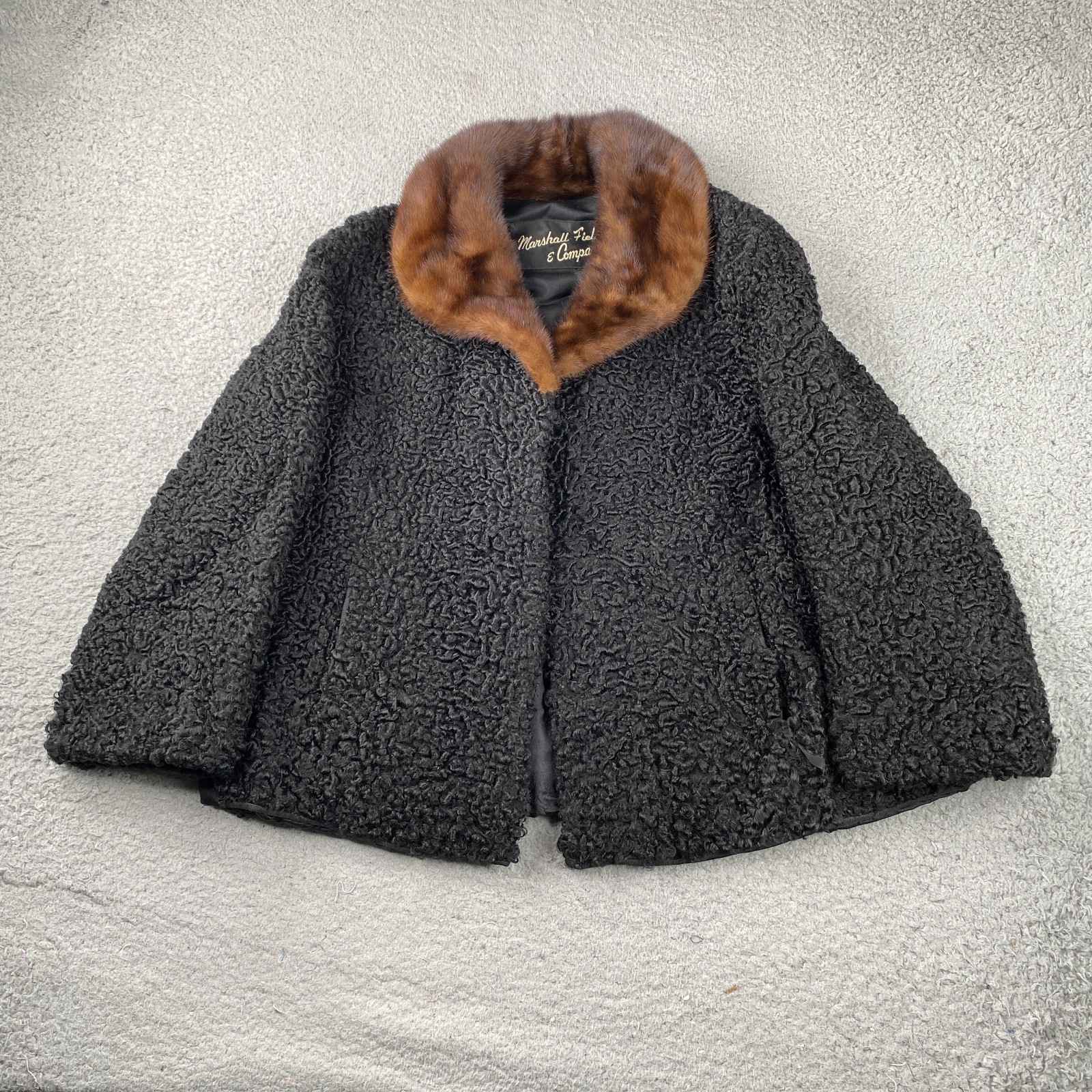 Vintage Marshall Field & Company Jacket Womens Medium Persian Lamb W/ Fur 60’s